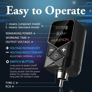 Pin Tích Điện Máy Xăm Ambition – Giải Pháp Không Dây Hiện Đại, Xăm Mượt Mà Suốt Nhiều Giờ