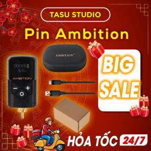 Pin Tích Điện Máy Xăm Ambition – Giải Pháp Không Dây Hiện Đại, Xăm Mượt Mà Suốt Nhiều Giờ